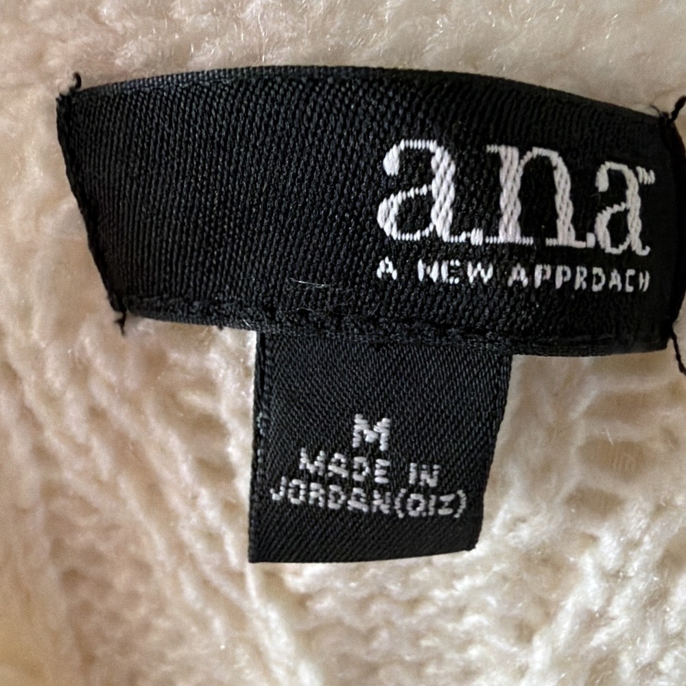 Cream Cable Pointelle Open Knit Sweater Womens  M 3/4 Sleeve Scoop Neck  a.n.a - Picture 7 of 13